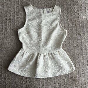 Alya Sleeveless Top Ivory Off White Womens Size Small S Zip Floral Brocade